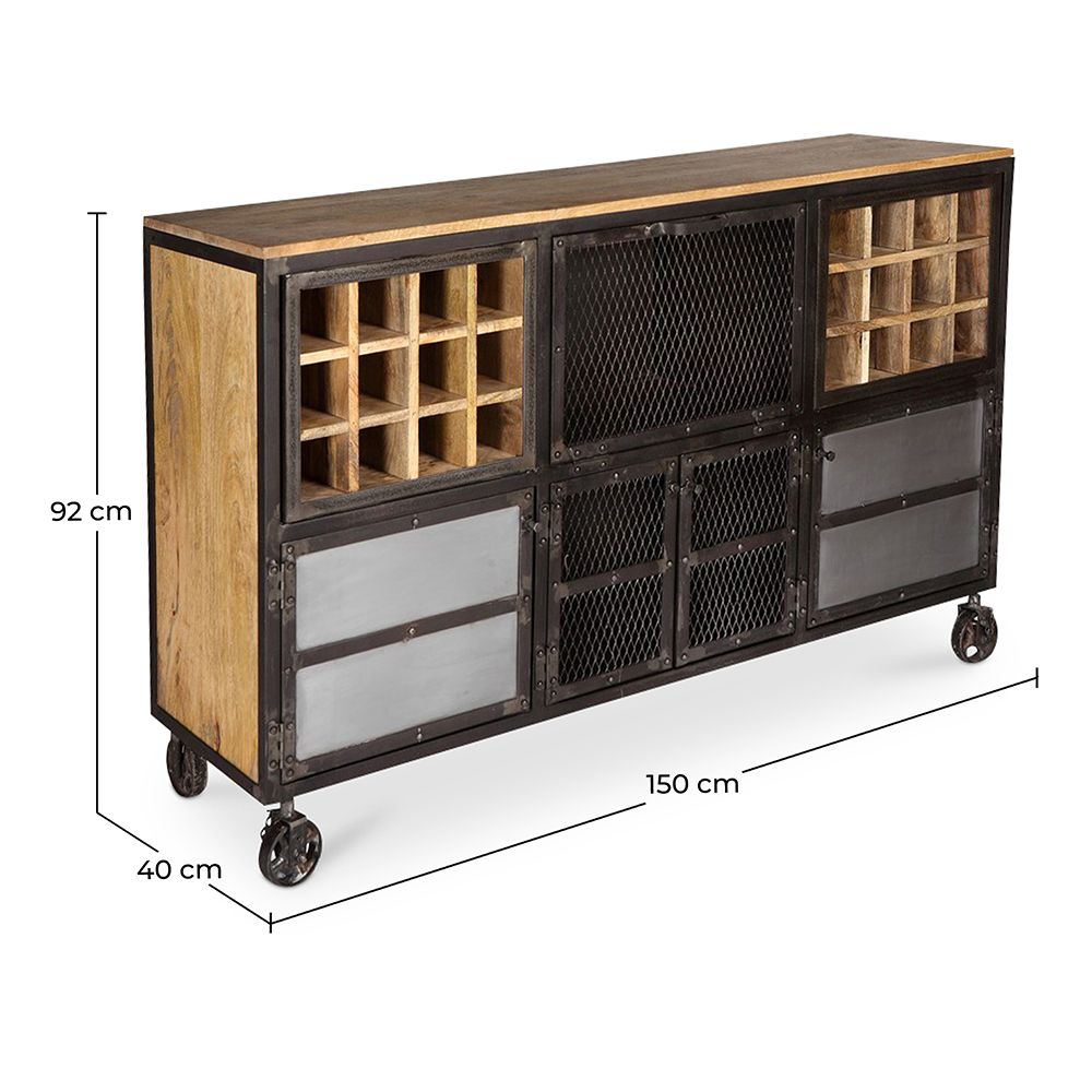 Armário para vinhos com rodas - Design industrial - Davo