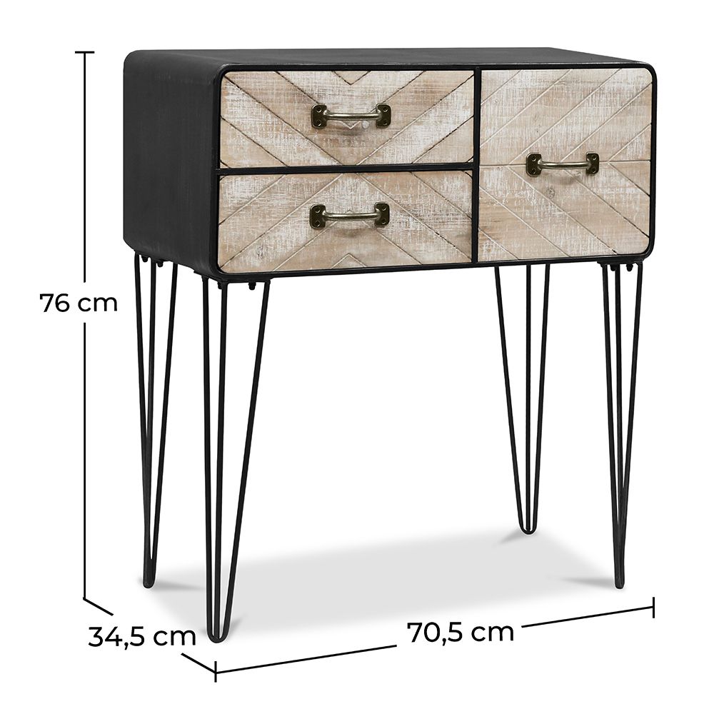 Aparador de Metal - Design Industrial - 3 gavetas - Carson