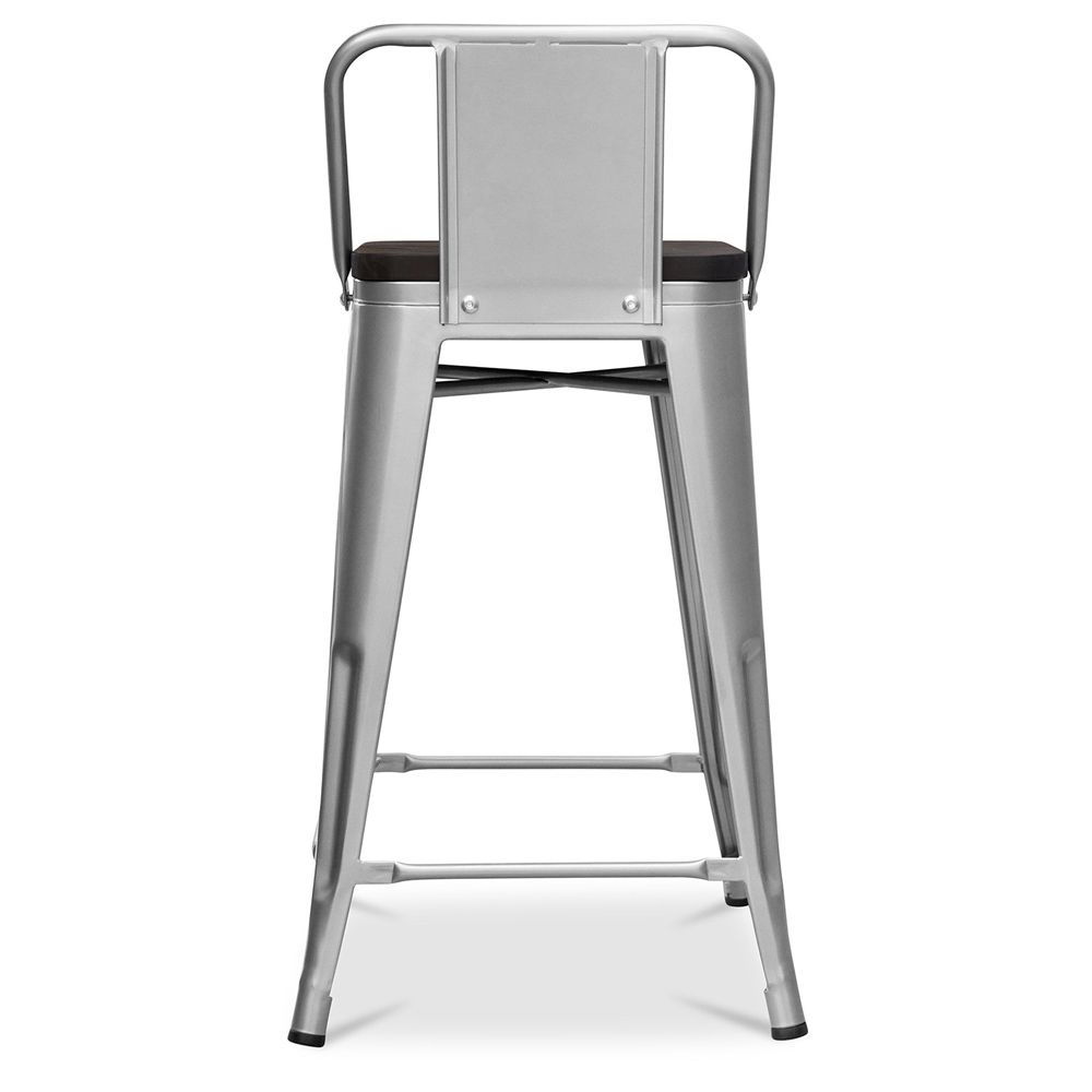 Banco Bar com encosto - Madeira e Aço - 60 cm - Metalix