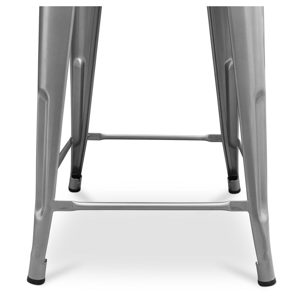 Banco Bar com encosto - Madeira e Aço - 60 cm - Metalix