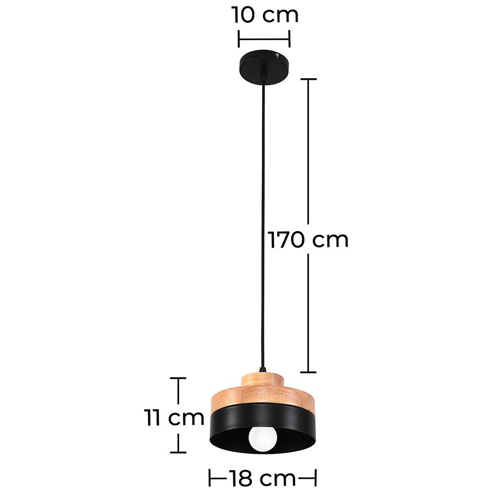 Candeeiro suspenso estilo escandinavo Eigil - Madeira e metal