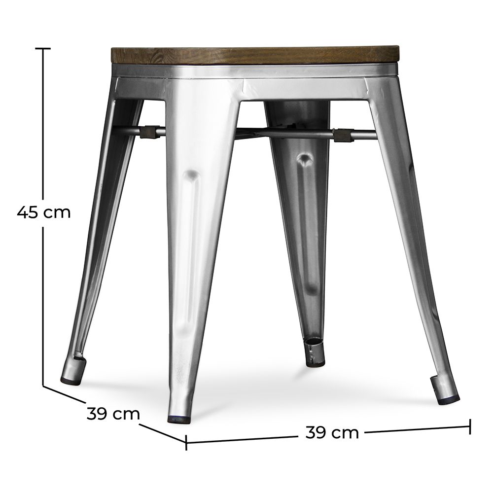 Tamborete Bistrot Metalix de madeira - Metal - 45 cm