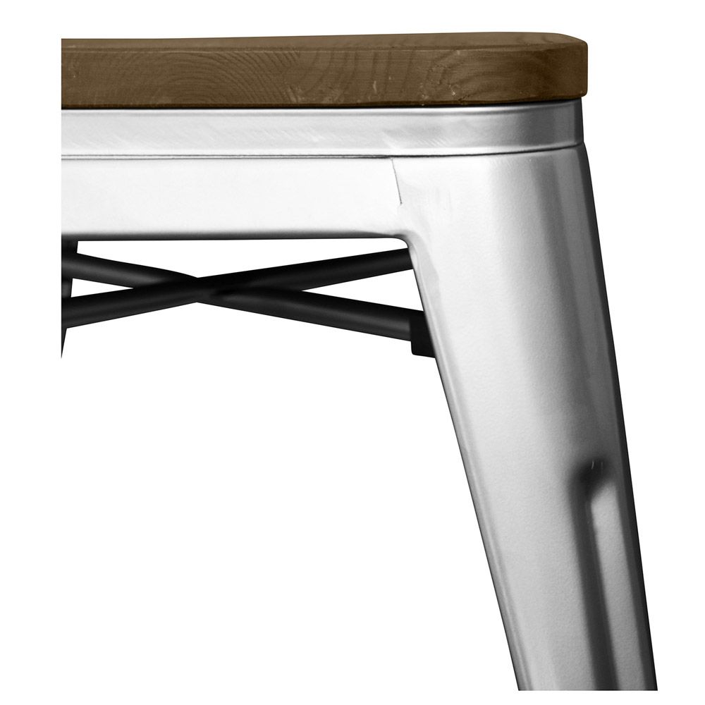 Tamborete Bistrot Metalix de madeira - Metal - 45 cm