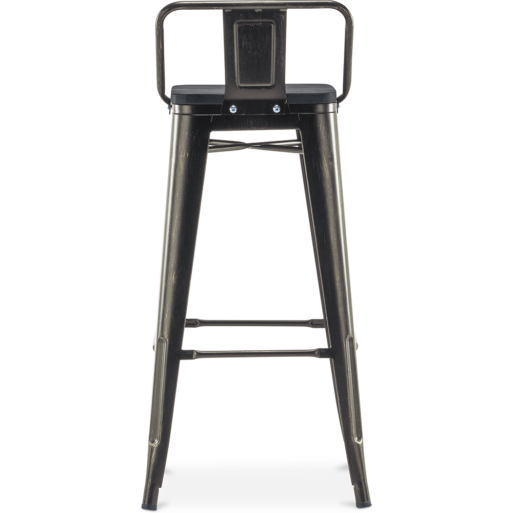 Banco de bar de Bistrot Metalix com encosto pequeno  - Metal e madeira escura - 76 cm