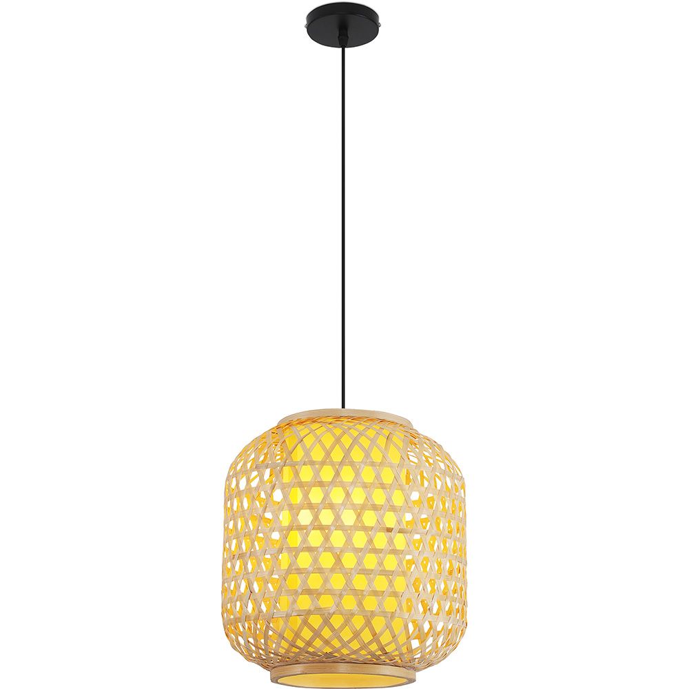Luminária de teto de bambu - Luminária pendente de estilo Boho Bali - Karen