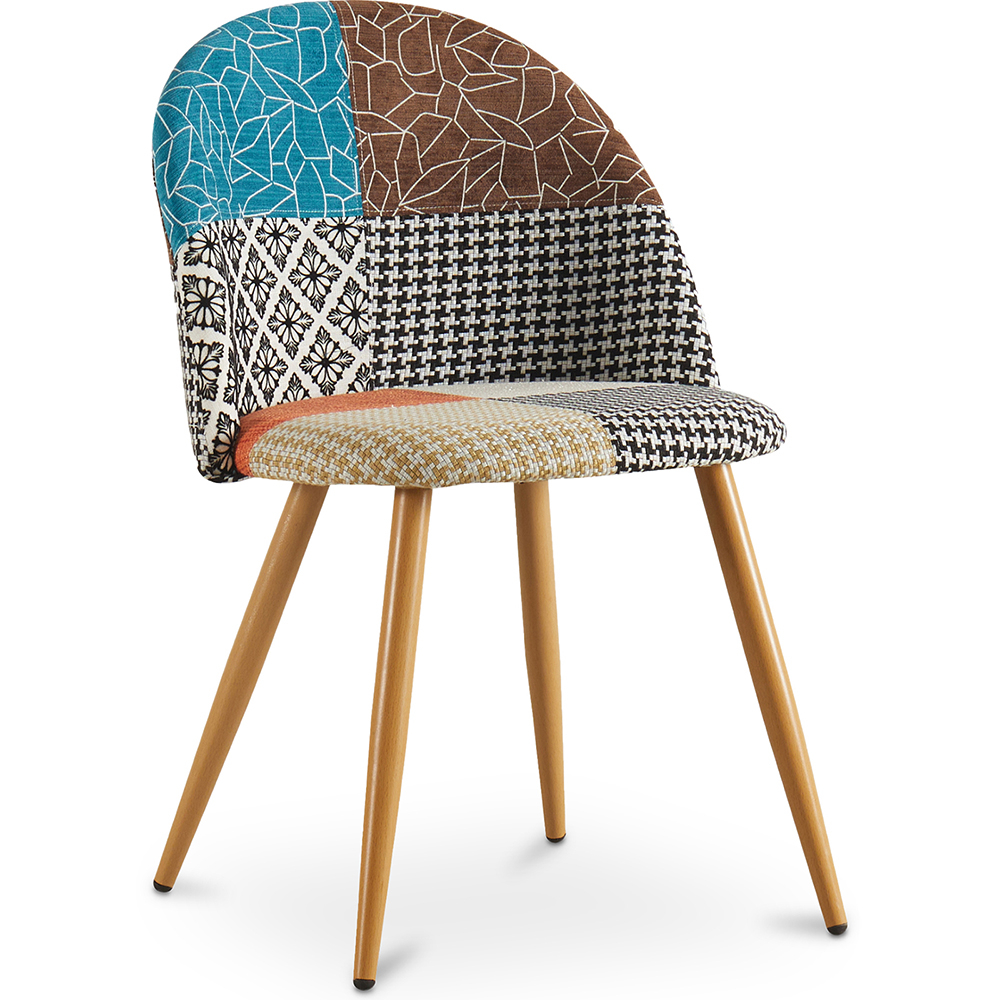 Cadeira de Sala de Jantar Estofada Patchwork Vintage Escandinava - Bennett Amy