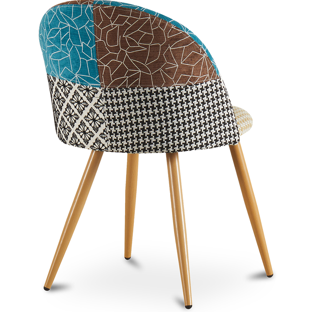 Cadeira de Sala de Jantar Estofada Patchwork Vintage Escandinava - Bennett Amy