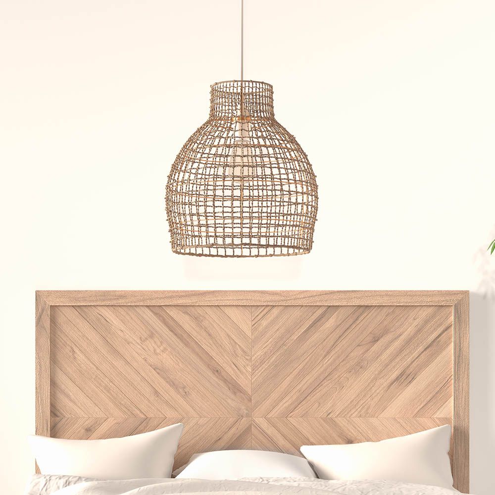 Candeeiro Suspenso de Rattan Natural Estilo Boho Bali - Chi