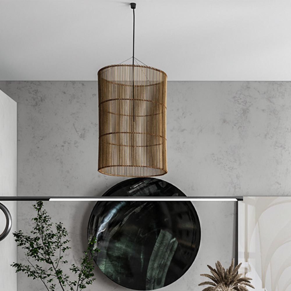 Candeeiro Suspenso de Rattan Natural Estilo Boho Bali - Deing