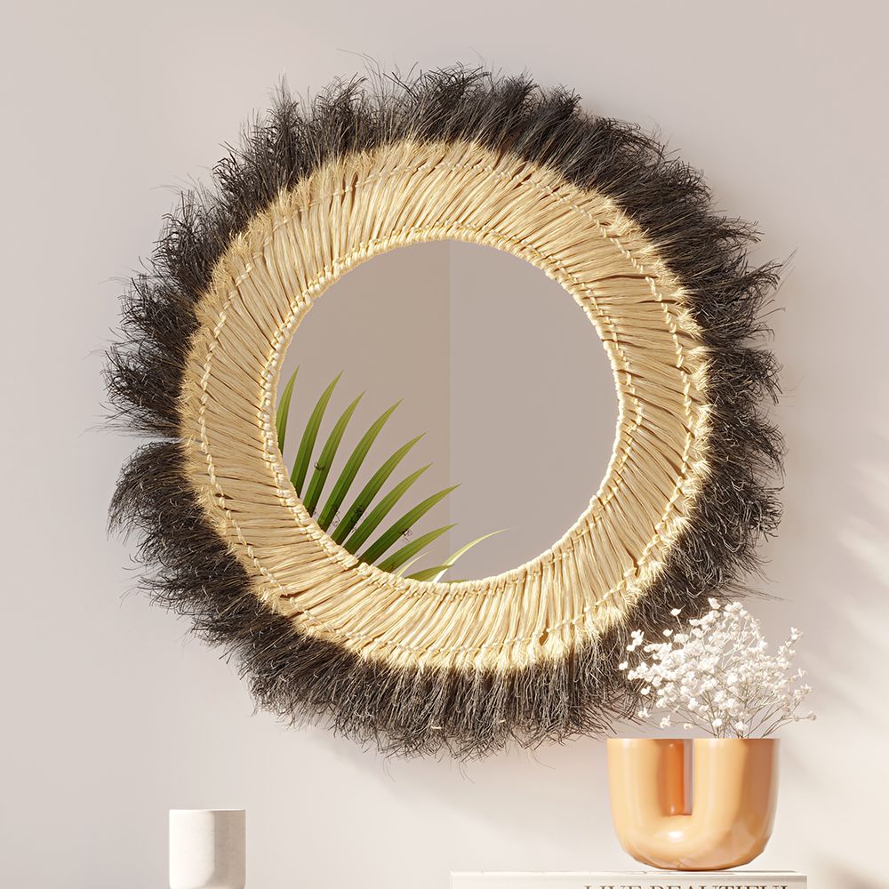 Espelho de Parede - Design Redondo Boho Bali (60 cm) - Melu