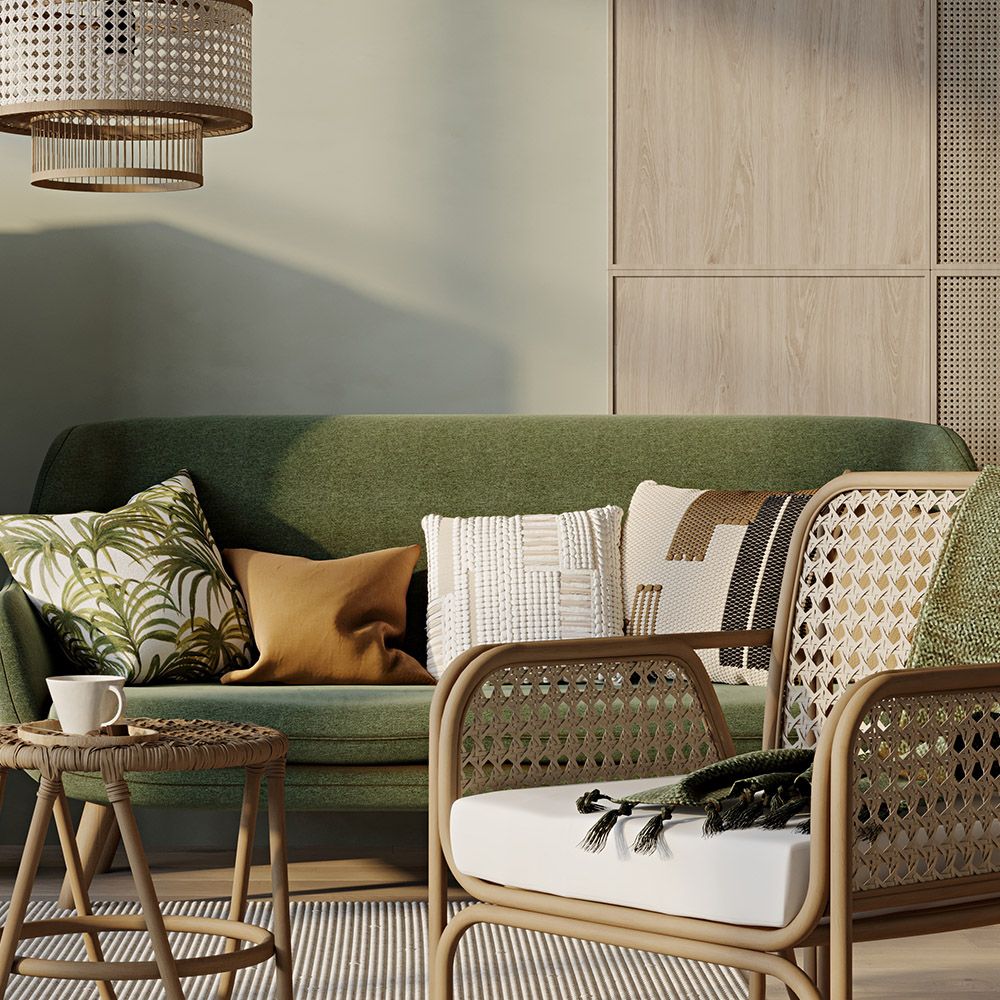 Almofada Quadrada estilo Boho Bali em Fio reciclado fronha + enchimento - Chloe