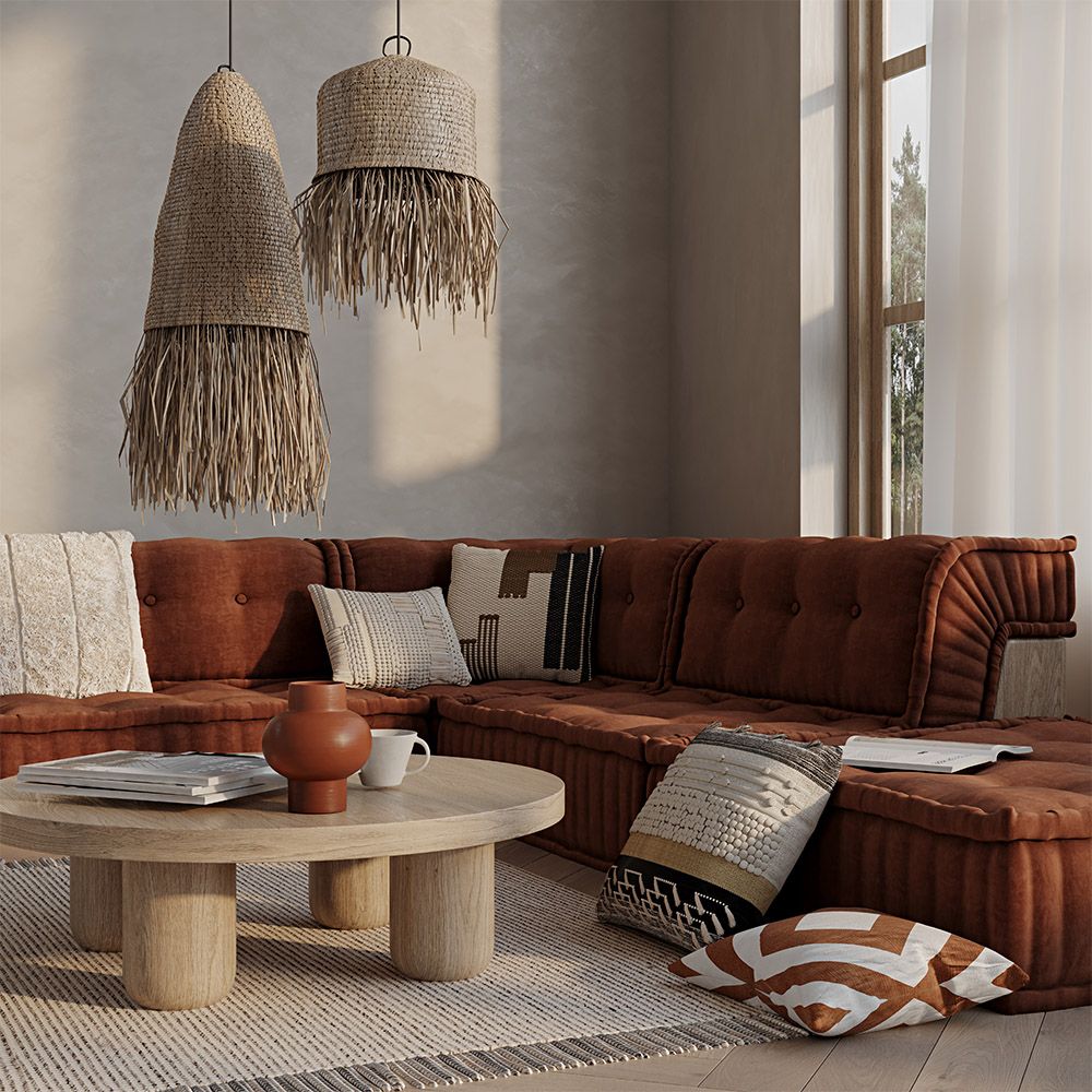 Almofada Quadrada estilo Boho Bali em Fio reciclado fronha + enchimento - Chloe
