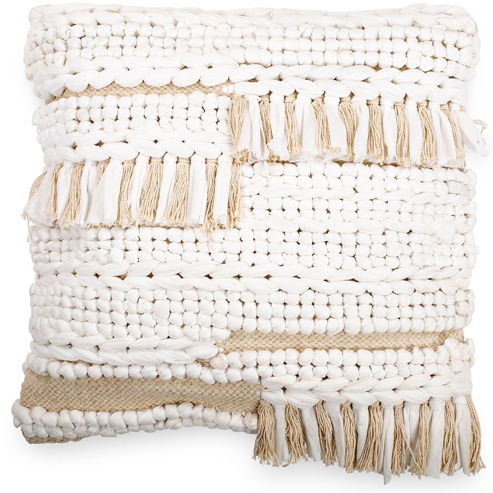 Almofada Quadrada estilo Boho Bali em Fio reciclado fronha + enchimento - Chloe