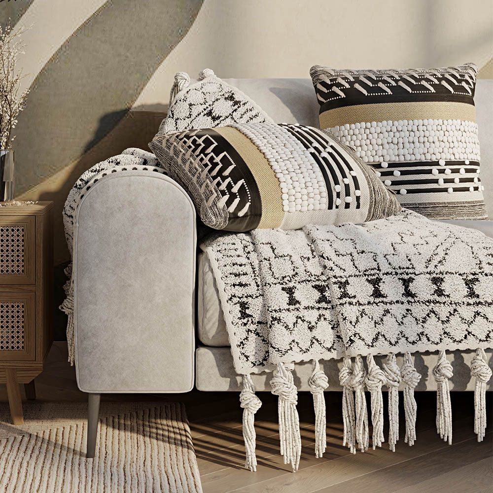 Almofada Quadrada estilo Boho Bali em Algodão fronha + enchimento - Claudia