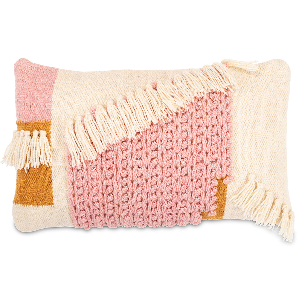 Almofada Retangular estilo Boho Bali em Lã  fronha + enchimento - Geraldine