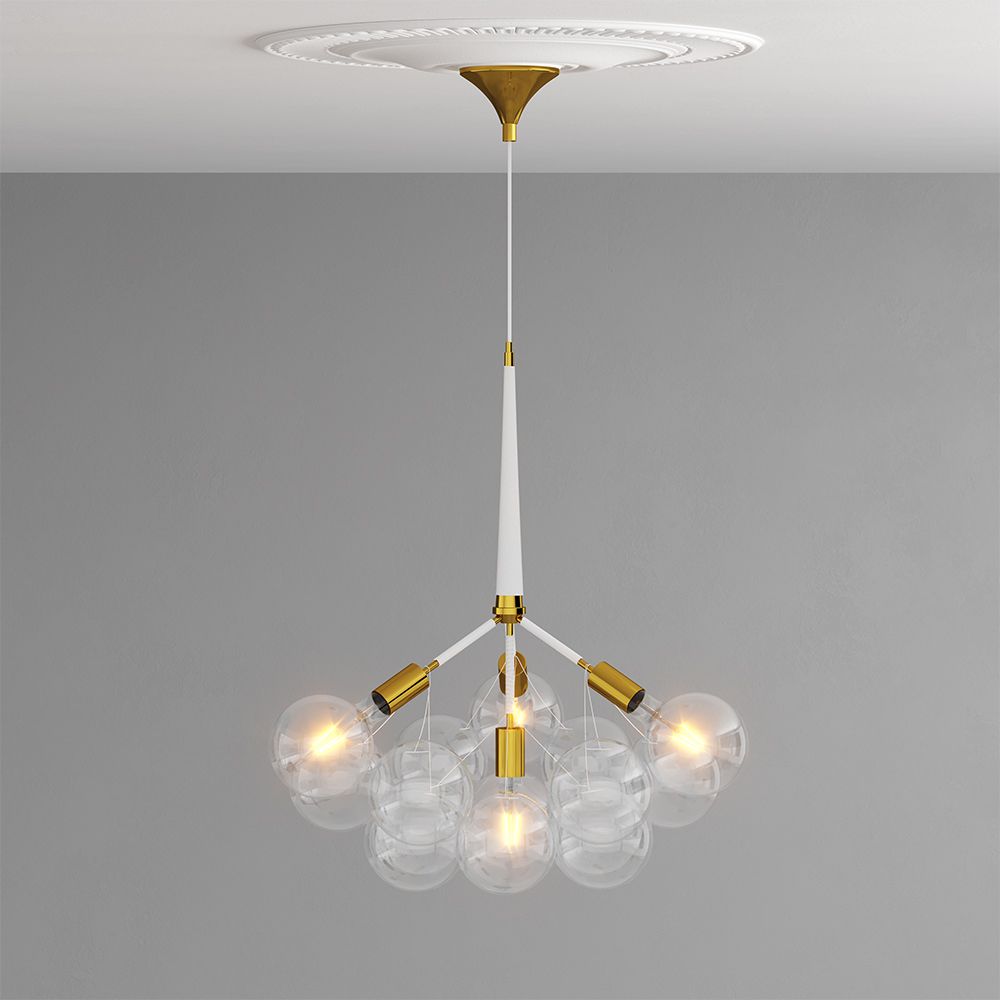 Luminária de teto de bolas de vidro - Pendente de Desenho - 12 globos - Plaus