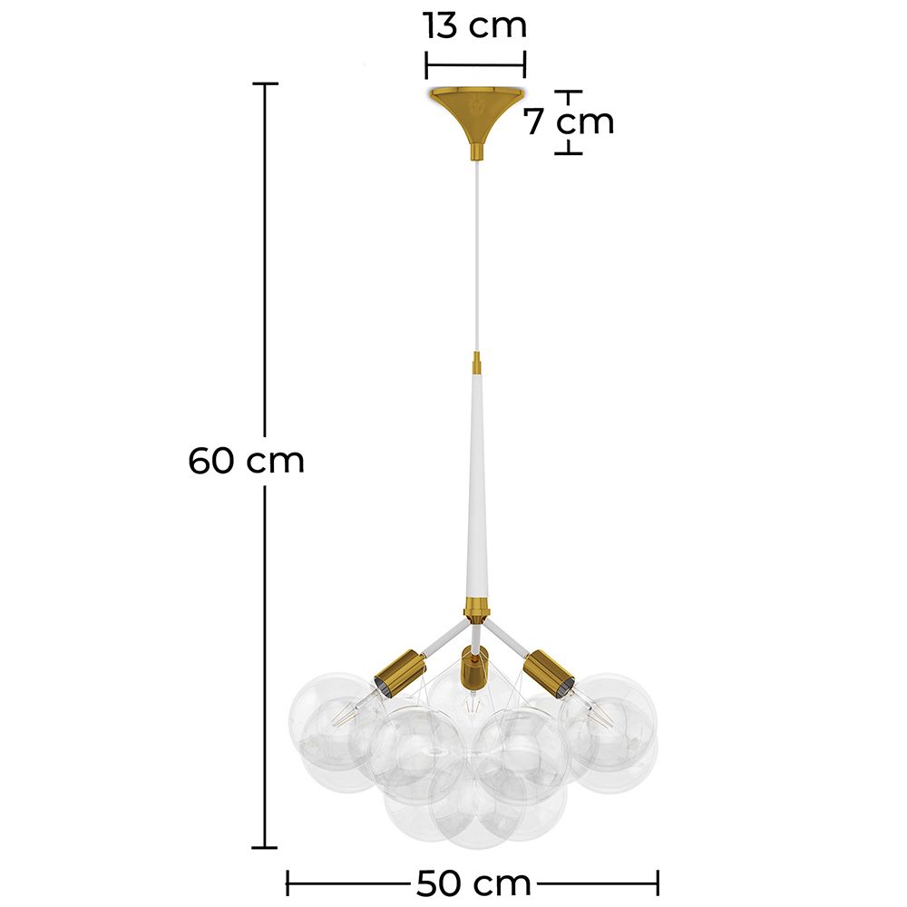 Candeeiro suspenso design moderno 9 globos de vidro - Plaus