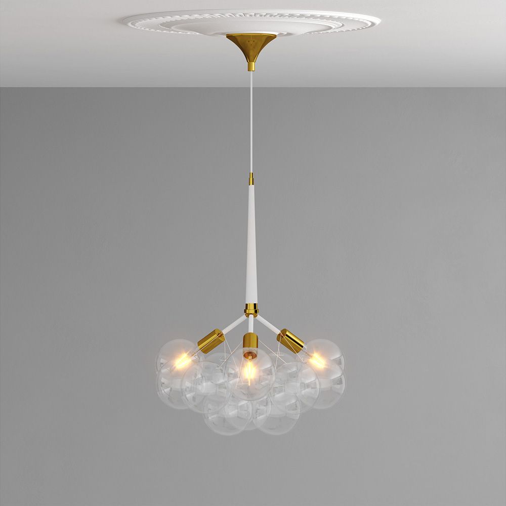 Candeeiro suspenso design moderno 9 globos de vidro - Plaus