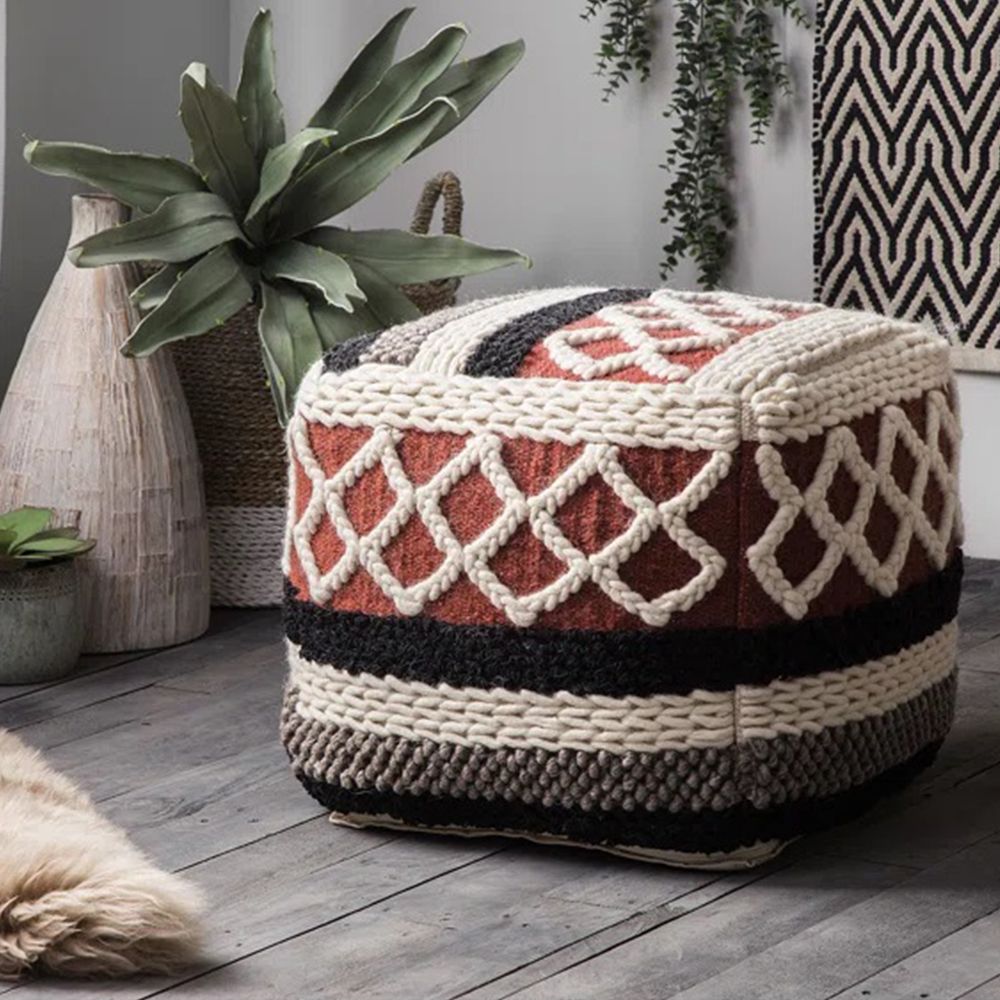 Pufe Quadrado Estilo Boho Bali em Algodão - Munbay Bali