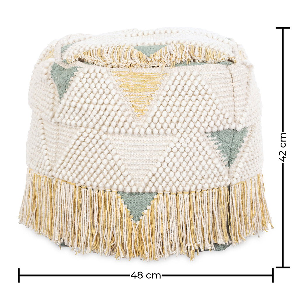 Pufe Quadrado Estilo Boho Bali em Algodão e lã - Janet Bali