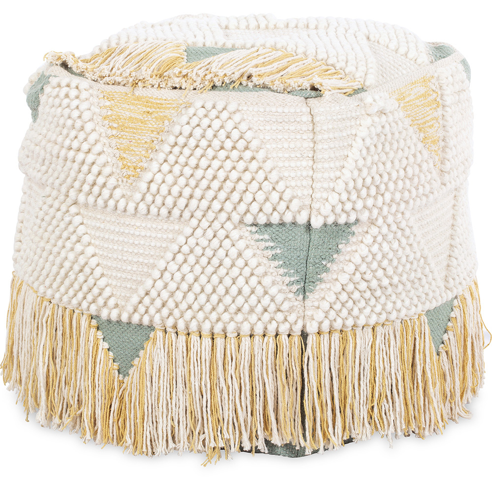Pufe Quadrado Estilo Boho Bali em Algodão e lã - Janet Bali