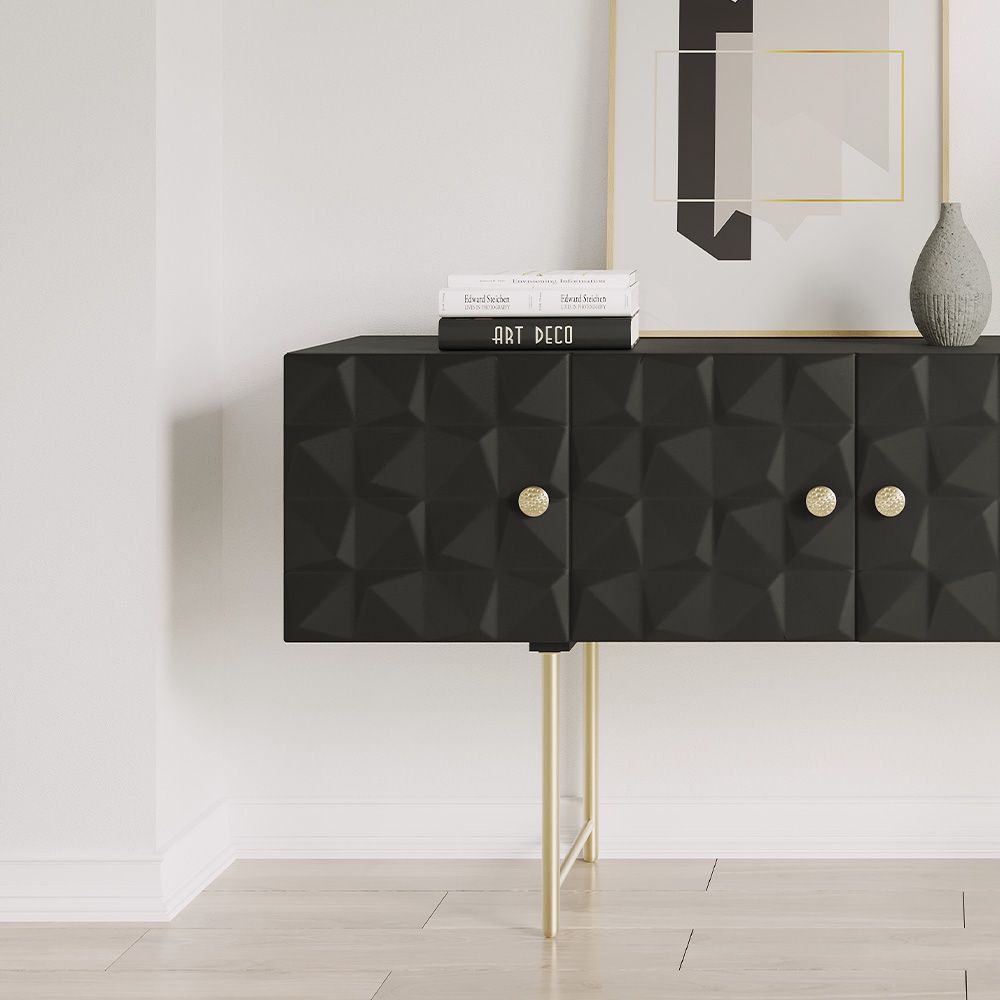 Console de Madeira - Aparador de Stile Vintage - Preto -  Fros