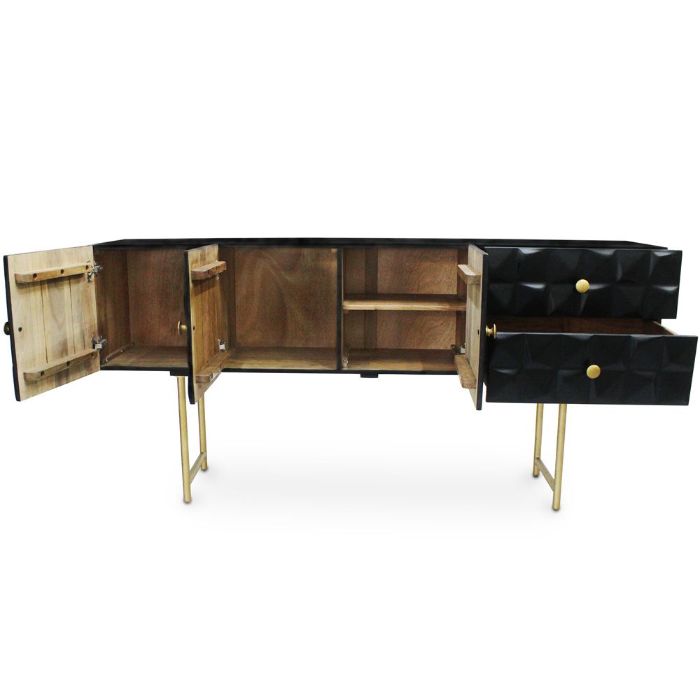 Console de Madeira - Aparador de Stile Vintage - Preto -  Fros