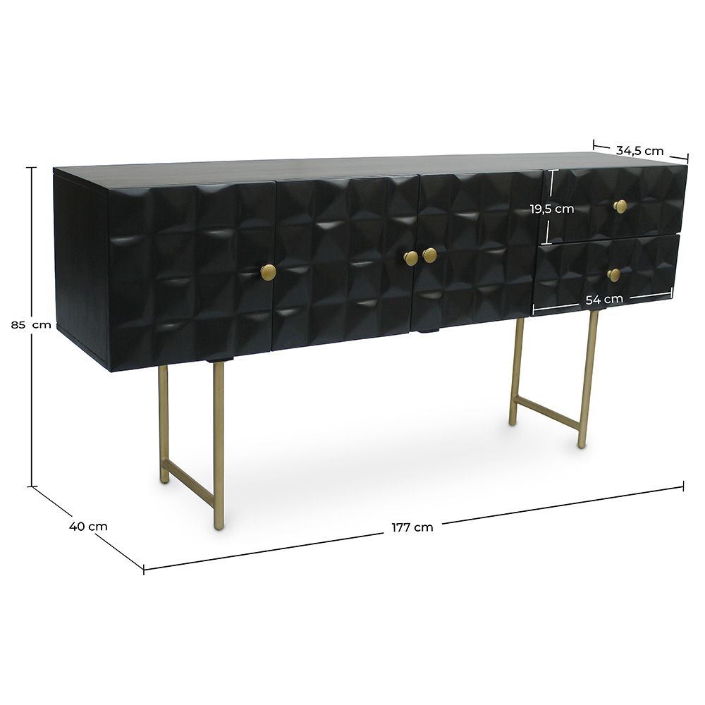 Console de Madeira - Aparador de Stile Vintage - Preto -  Fros