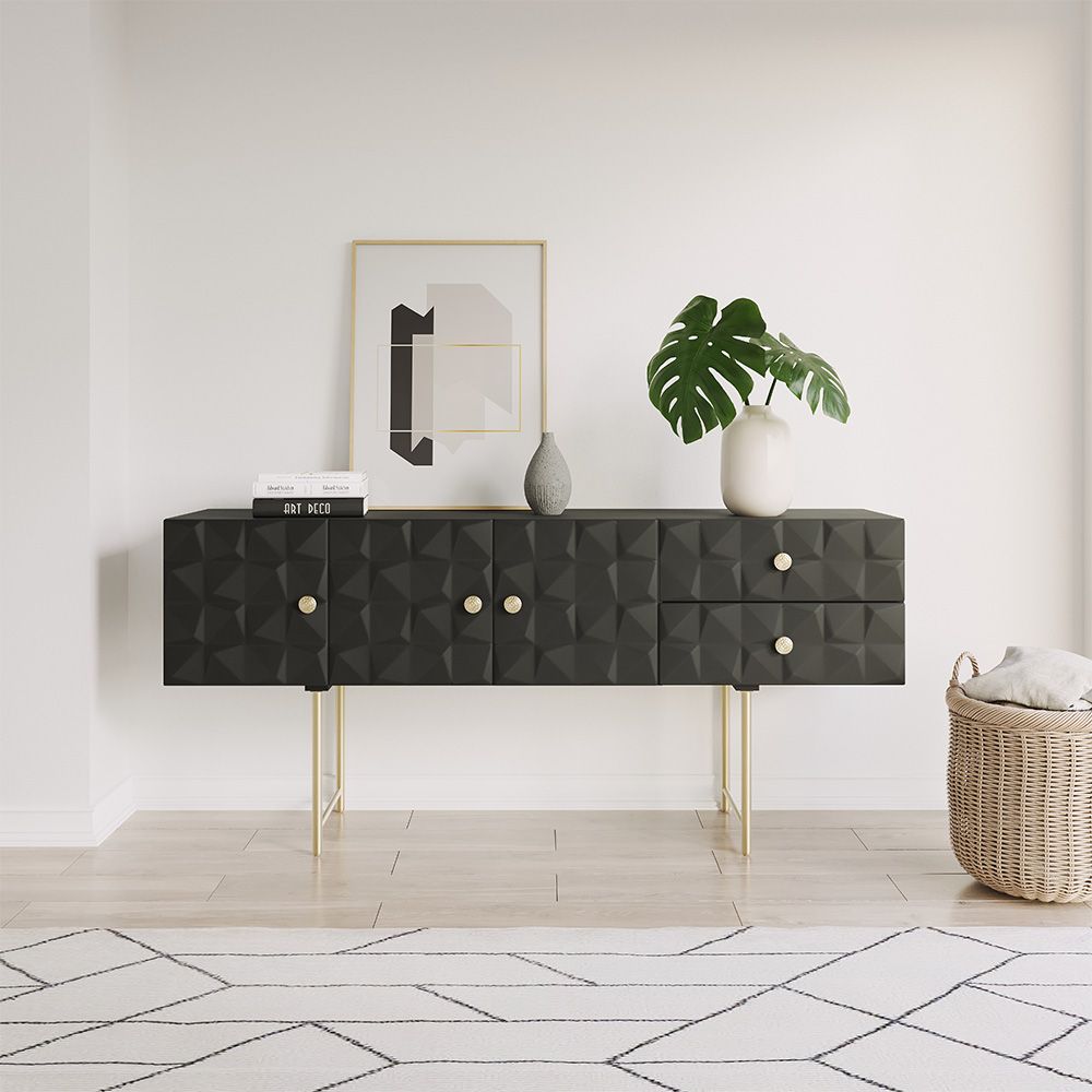 Console de Madeira - Aparador de Stile Vintage - Preto -  Fros