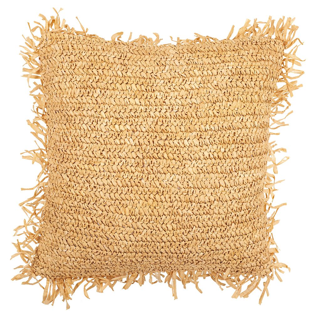 Almofada Quadrada estilo Boho Bali em Papel Ráfia fronha + enchimento - Alizon
