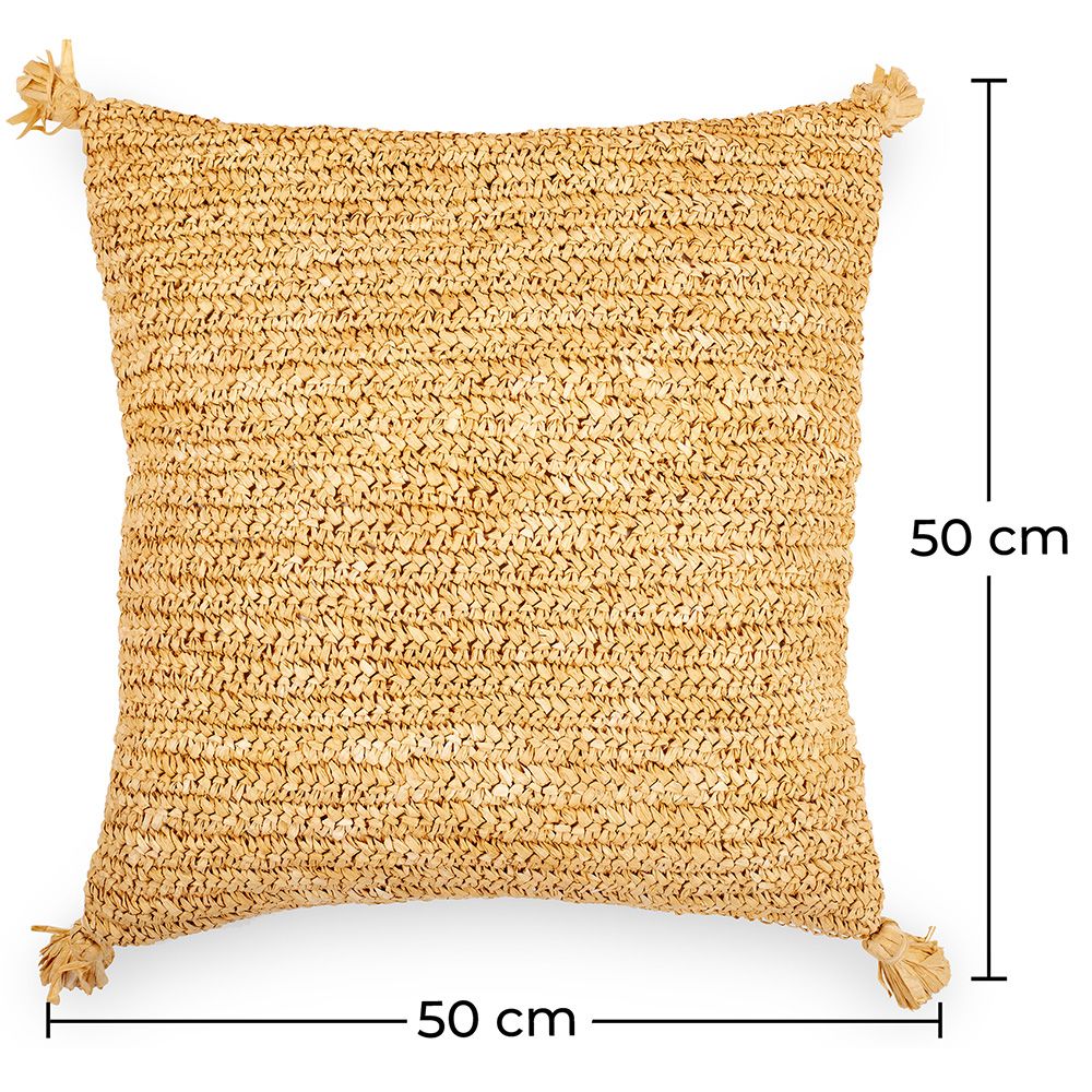 Almofada Quadrada estilo Boho Bali em Papel Ráfia fronha + enchimento - Carol