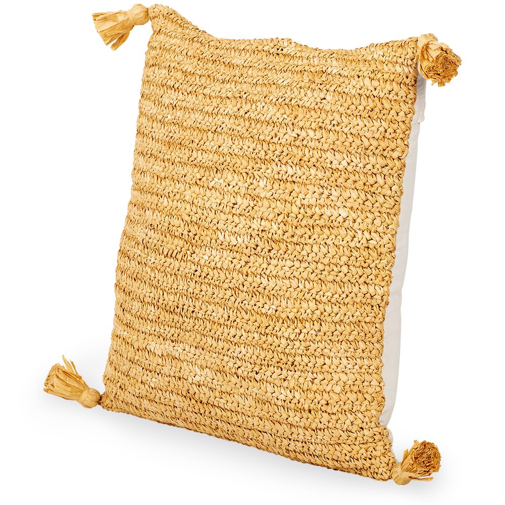 Almofada Quadrada estilo Boho Bali em Papel Ráfia fronha + enchimento - Carol