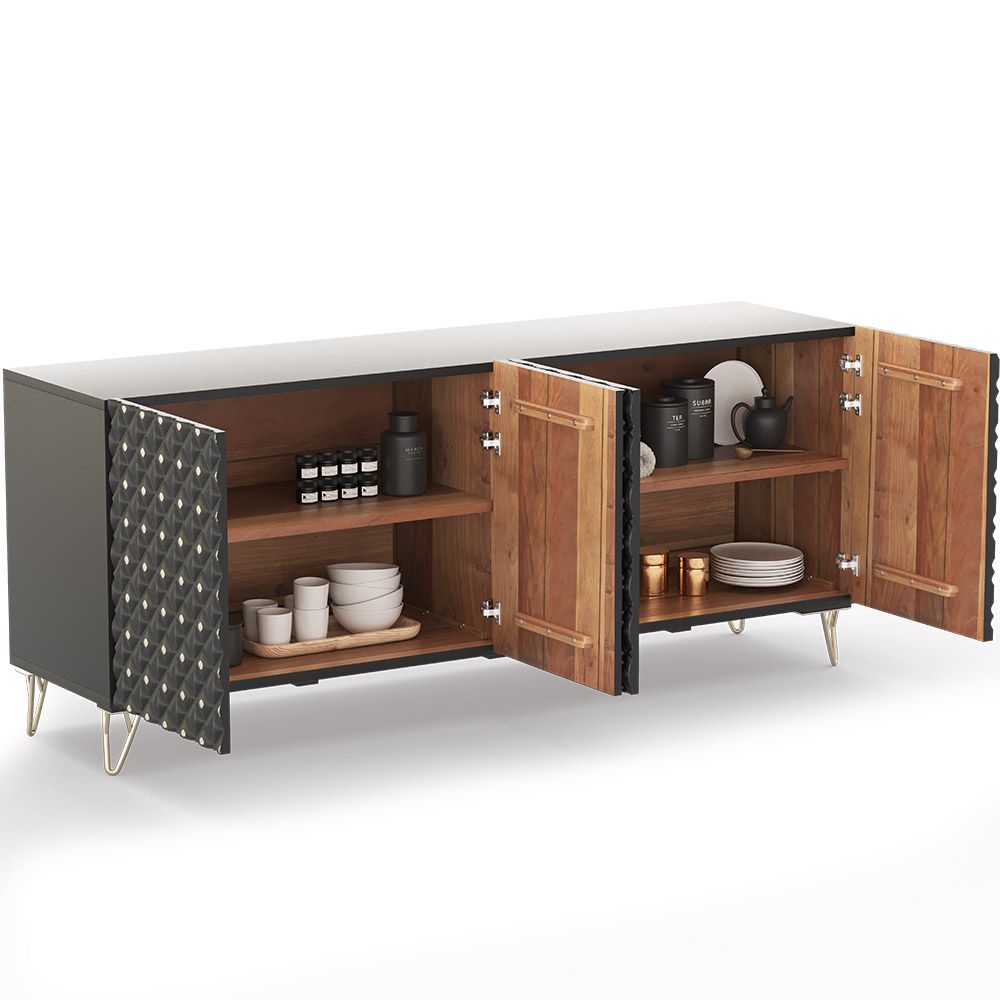 Aparador de Design em Madeira - Preto -Prana