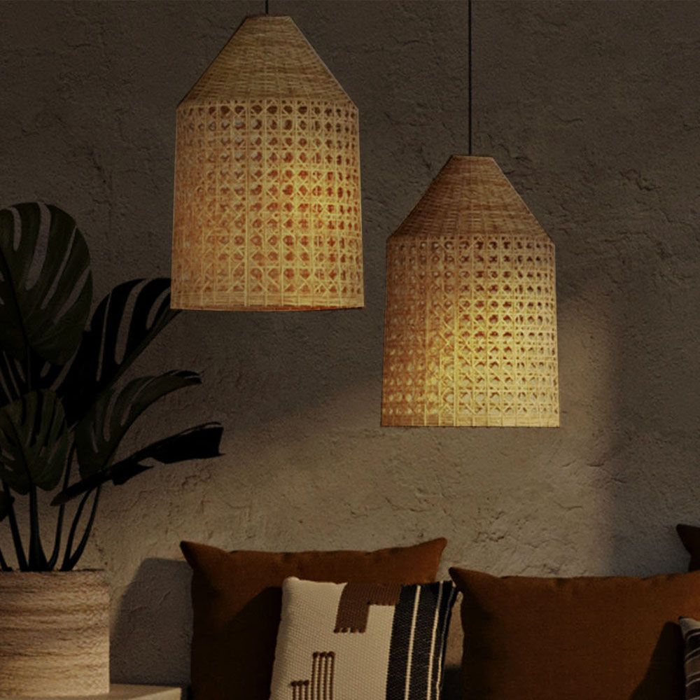 Candeeiro Suspenso de Rattan Natural Boho Bali- Grau