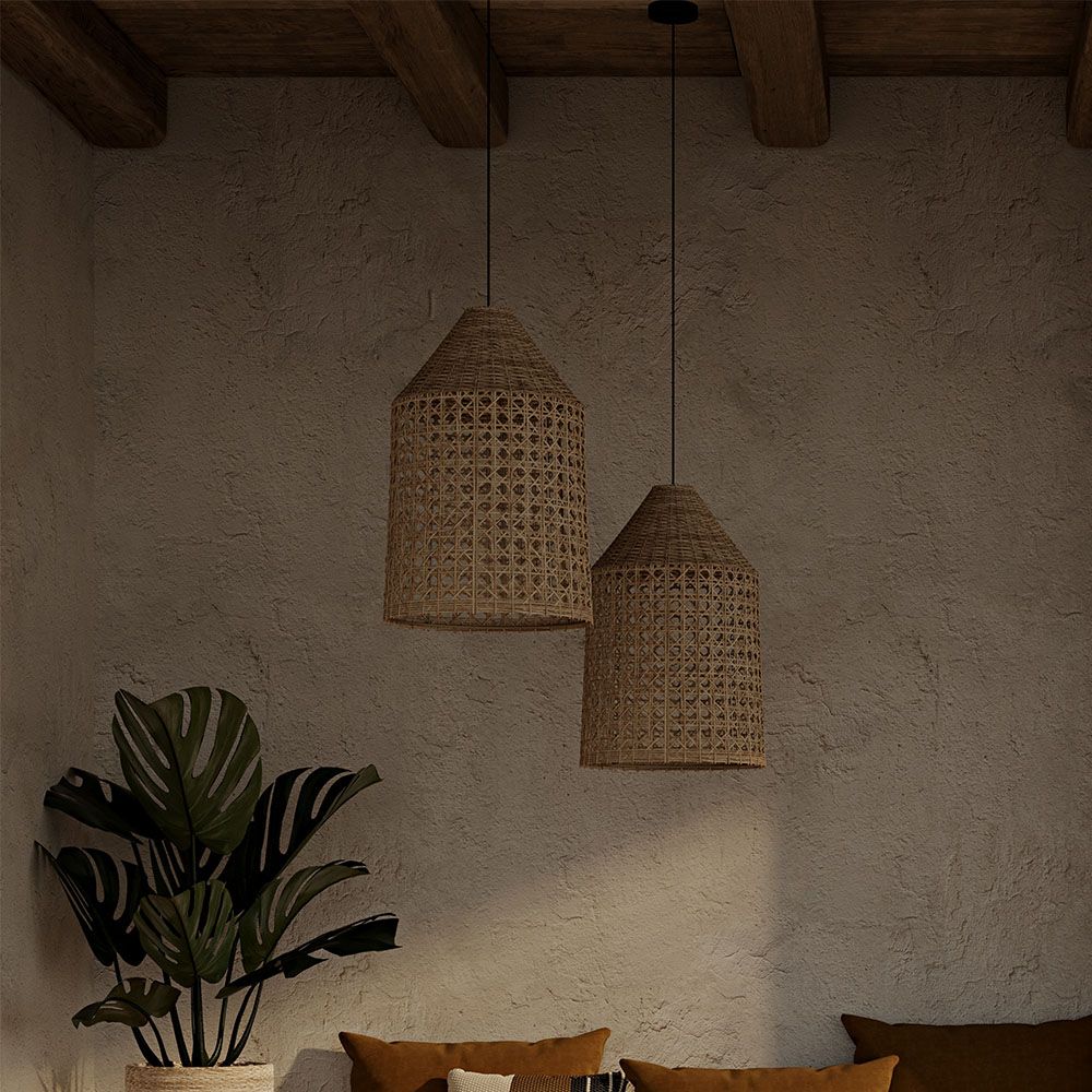 Candeeiro Suspenso de Rattan Natural Boho Bali- Grau