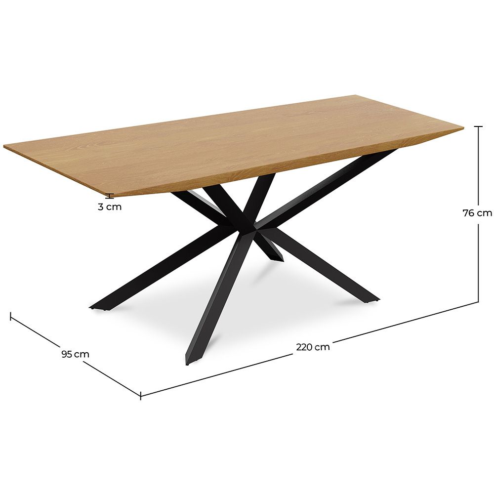 Pack Mesa Industrial (220cm) de madeIra & 8 Cadeiras em Palhinha de Rattan - Lia