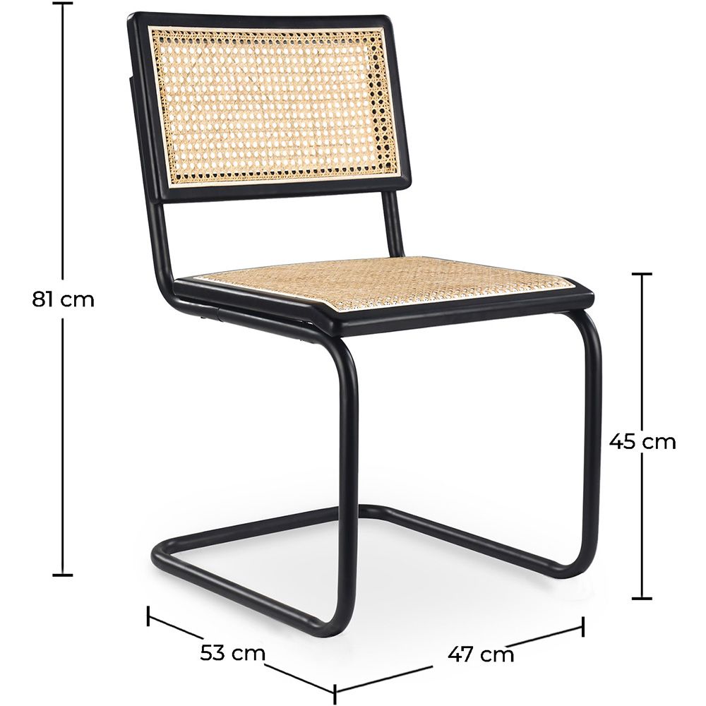 Pack Mesa Industrial (220cm) de madeira & 8 Cadeiras em Palhinha de Rattan e Madeira Negra - Lona