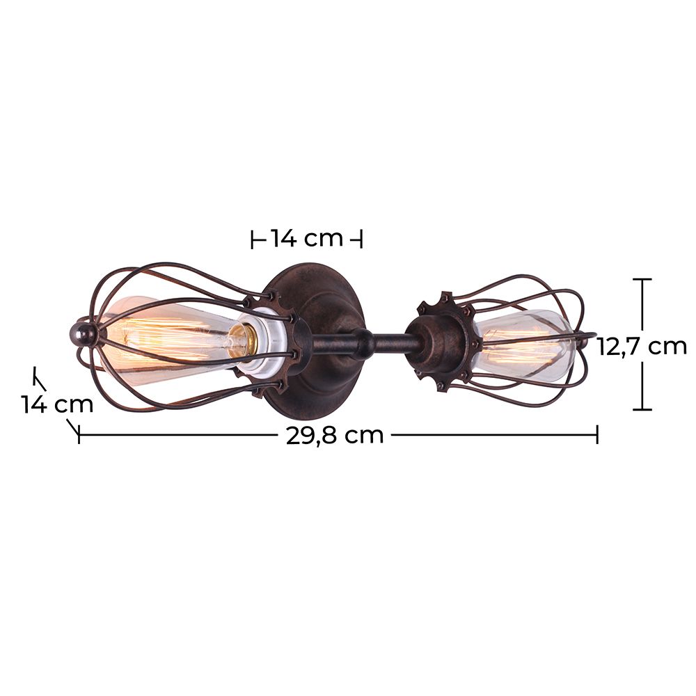 Candeeiro de Parede Edison Candelabro Jaula – Aço Carbono